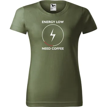 Dámské tričko Dámské tričko s potiskem Need coffee Barva trička: Khaki - 09, Velikost: XS