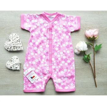 Kojenecký overall AMÁLKA Letní, krátký, růžový overal, květinky Velikost: 62