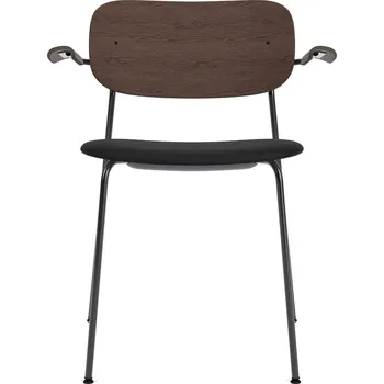 Jídelní židle Audo Copenhagen, Židle Co Sierra zádová opěrka tmavý dub kožený sedák a područky na černých nožkách černá - Formadore