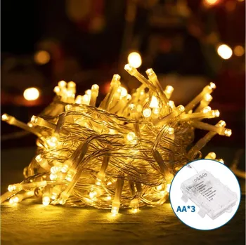 Venkovní osvětlení Aigostar - LED Venkovní vánoční řetěz 50xLED/8 funkcí 3xAA 5,3m IP44 teplá bílá