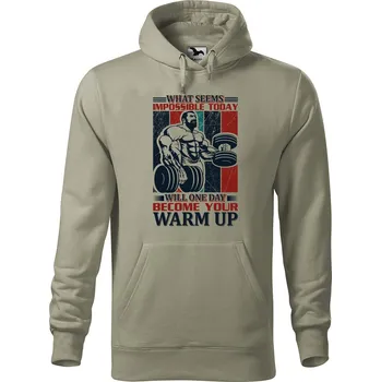 Pánská mikina Pánská mikina s potiskem Warm UP Velikost (muž): 3XL, Vyberte barvu: Světlá khaki