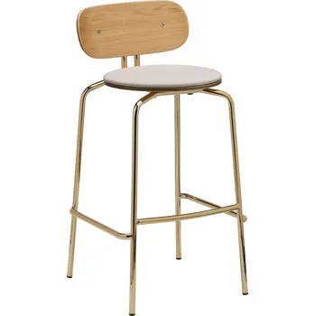 Barová židle Umage, Barová židle s opěradlem Curious s čalouněným sedákem na mosazných nožkách světle písková - Formadore