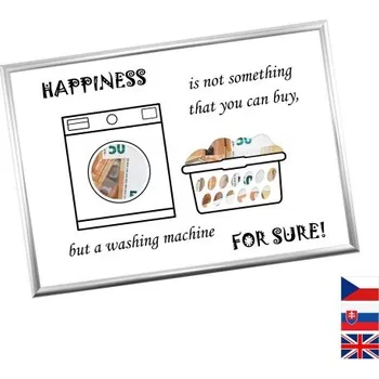 Žertovný předmět Rámeček na darování peněz - Pračka, Nápis anglicky, Rámeček 907 - stříbrná metalická