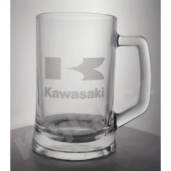 Sklenice Půllitr Kawasaki – pískovaný dárek pro motorkáře s možností jména