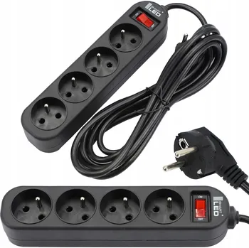 Napájecí kabel Prodlužovací Kabel přívod s lištou Smartled 5 m 4 ks zásuvek černý