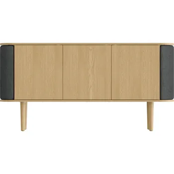 Komoda Umage, Třídveřová komoda Treasures dub a tmavě šedá látka - Formadore