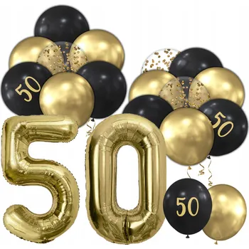 Balónek Balónek číslice 50 Extra Party vícebarevný s potiskem 18 ks