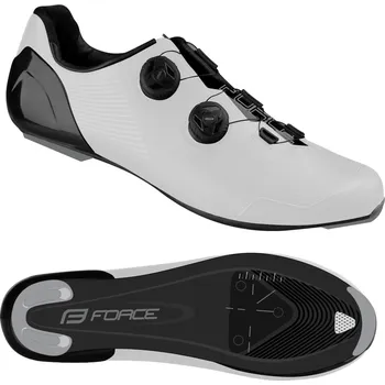 Pánské cyklistické tretry FORCE - tretry WARRIOR CARBON, bílá 44