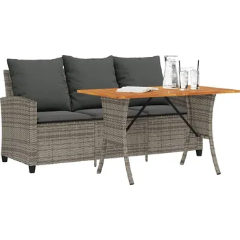 Zahradní nábytek Zahradní pohovka 3-sedák s polštáři&Stůl šedá polyratan Šedá4103856