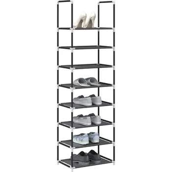 Botník Botník, 8 úrovní, černý, 44x28x145 cm, netkaná textilie Černý4100619