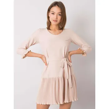 Dámské šaty Béžové dámské šaty s vázáním LK-SK-507733.80P-beige Velikost: 40