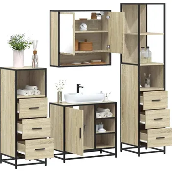 Koupelnový nábytek 4dílný set koupelnového nábytku dub sonoma kompozitní dřevo Sonoma oak3301296