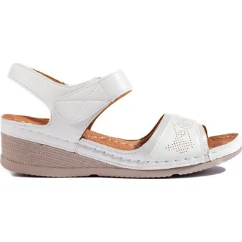 Dámské sandále Bílé dámské sandály se suchým zipem H0021W Velikost: 36