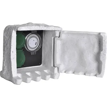 Elektrická zásuvka Zahradní zásuvka uvnitř umělého kamene s časovačem Bílá41230