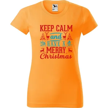 Dámské tričko Dámské tričko Keep calm Christmas Barva trička: Tangerine orange - A2, Velikost: XS