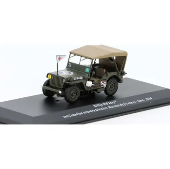 autíčko DeAgostini Willys MB Jeep 3rd Canadian Infantry Division France 1944 1:43 - časopis Vojenské automobily s modelem #13 Willys MB Jeep 1:43 - kovový model auta 1/43