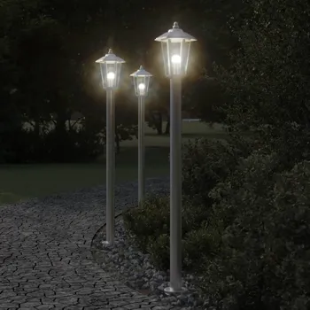 Venkovní osvětlení Venkovní stojací lampy 3 ks stříbrné 120 cm nerezová ocel Stříbrná4006384