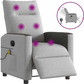 Křeslo Elektrické masážní polohovací křeslo obláčkově šedé textil Šedá3324044