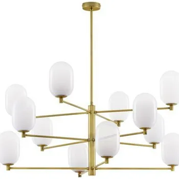 NOVA LUCE závěsné svítidlo BALOR opálové sklo a mosazný kov 12xG9 9009244