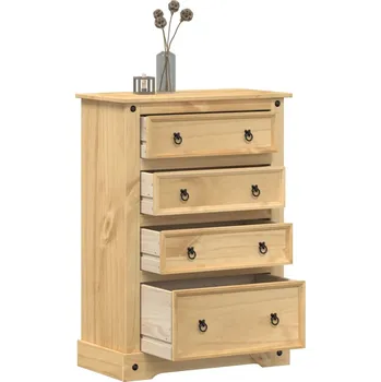 Úložný box Komoda Corona 80 x 43 x 114 cm masivní borové dřevo Hnědá 4005672