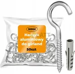 BERGE Háčky, držáky na girlandy, hliníkové kabely, 50 ks.