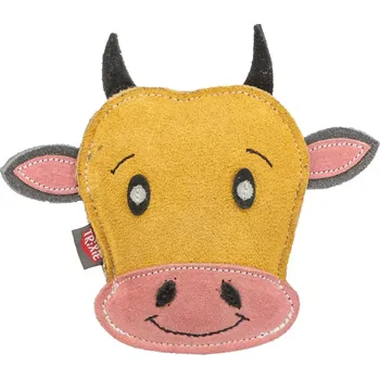 Hračka pro psa TRIXIE Cow - hlava krávy, 17 cm, hračka pro psy, 100% pravá kůže, žlutá