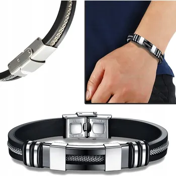 Náramek ČERNÝ PÁNSKÝ NÁRAMEK STŘÍBRNÝ OCEL UŠLECHTILÁ 316L