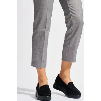 Dámské mokasíny Semišové černé mokasíny na hrubé platformě GD-FL704B/MIC Velikost: 39