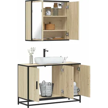 Koupelnový nábytek 2dílný set koupelnového nábytku dub sonoma kompozitní dřevo Hnědá3300891