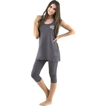 Dámské oblečení Gina dámské pyžamo 19078P tm.šedá Vel. S