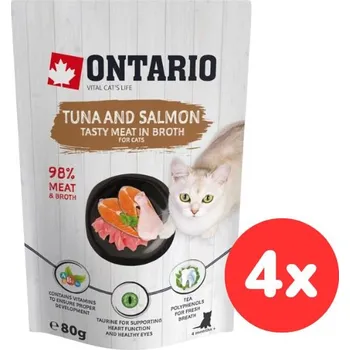 Volný čas Kapsička ONTARIO Cat Tuna and Salmon in Broth 4x80g