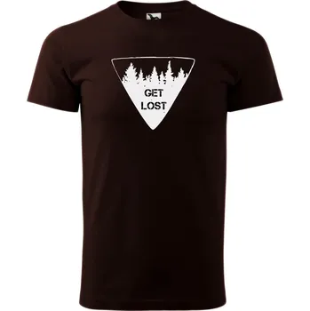 Pánské tričko s potiskem Get lost Velikost: 3XL, Barva trička: Kávová