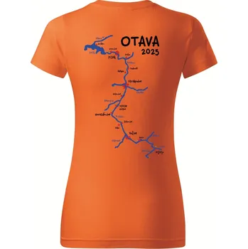 Dámské tričko Dámské vodácké tričko s potiskem Otava Barva trička: Oranžová - 11, Velikost: S