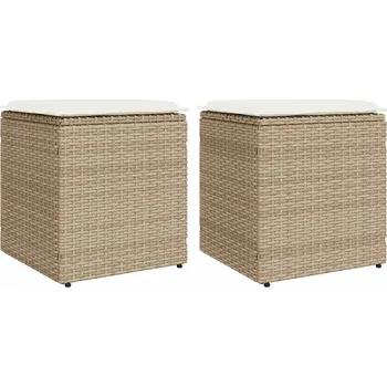 Zahradní lehátko Zahradní stoličky s poduškami béžové 40x40x43 cm polyratan Béžová4104043