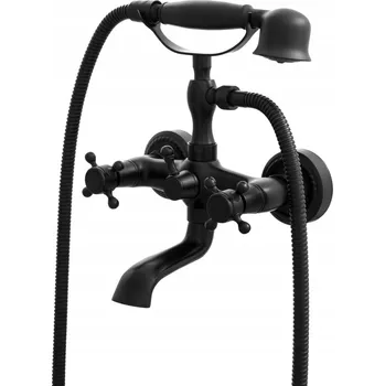 Vodovodní baterie Dvoukohoutková nástěnná vanová a sprchová baterie Granitan RETRO černá