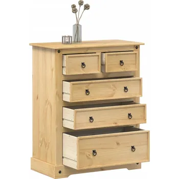 Úložný box Komoda Corona 92 x 48 x 114 cm masivní borové dřevo Hnědá 4005674