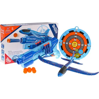 Dětská zbraň Ramiz Pistole s odpalovačem letadel 5v1 modrá