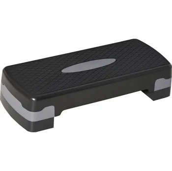 HOMCOM Stepping Board Aerobic Fitness 2-Step Výškově nastavitelný 10/15 cm Cvičení na kole Stepper Black Grey 68x29x15cm pro efektivní cvičení | Aosom.de