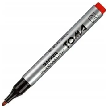 Toma PERMANENTNÍ POPISOVAČ červený KULATÝ hrot VODĚODOLNÝ FLAMASTER