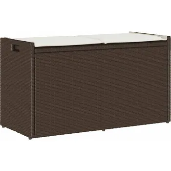 Zahradní lavice Venkovní úložná lavice s polštářem Brown 100 cm Poly Rattan Hnědá4104061