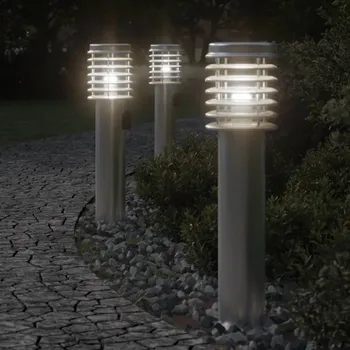 Venkovní osvětlení Venkovní stojací lampy se zásuvkou 3 ks stříbrné 60 cm ocel Stříbrná4006374