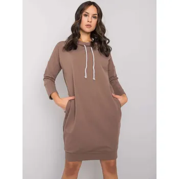 Dámské šaty Hnědé šaty s dlouhým rukávem RV-