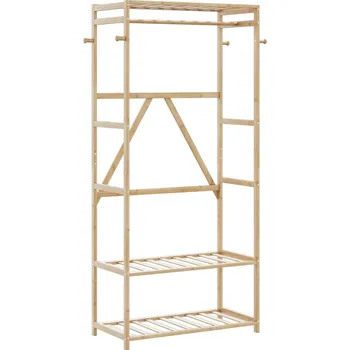 Botník Stojan na oblečení s policemi 80x40x175 cm bambus Hnědá4008922