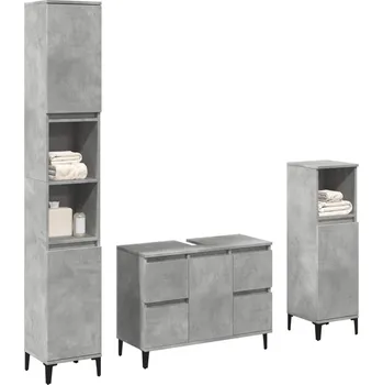 Koupelnový nábytek 3dílný set koupelnového nábytku betonově šedý kompozitní dřevo Šedá3324950