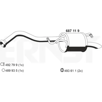 Tlumič výfuku Zadní tlumič výfuku ERNST 687119