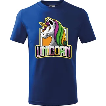 Dětské tričko s potiskem Naštvaný jednorožec Velikost: 110 /4 roky, Barva trička: Královsky modrá