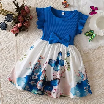 Dívčí šaty Dívčí letní šaty s motýlky Barva: modrá, Velikost: 6T