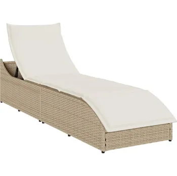 Zahradní lehátko Skládací sluneční lehátko s polštářem a úložným prostorem Béžová4104224