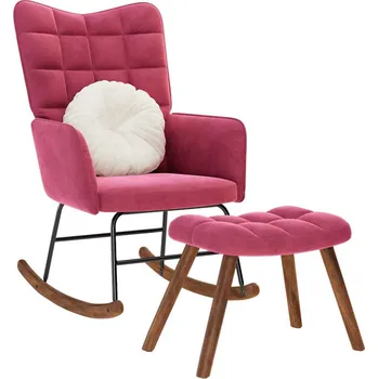 Křeslo Houpací křeslo se stoličkou vínové samet Červená4016848