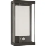 NOVA LUCE venkovní nástěnné svítidlo BAY antracitový hliník čiré sklo a akrylový difuzor LED 1.5W 3000K 3.7V 87st. IP65 solární / vypínač na těle / pohybové čidlo 9120711